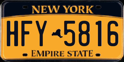 NY license plate HFY5816