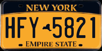 NY license plate HFY5821