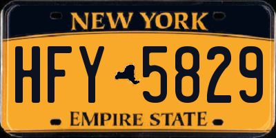 NY license plate HFY5829