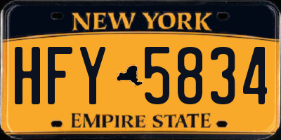 NY license plate HFY5834