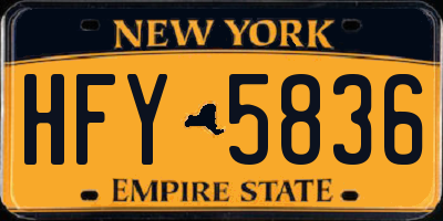 NY license plate HFY5836