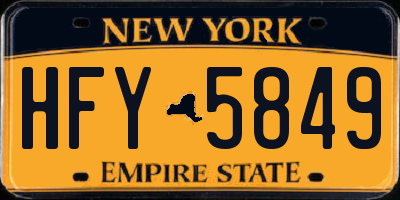 NY license plate HFY5849