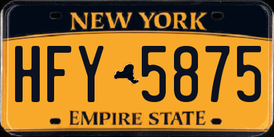 NY license plate HFY5875