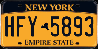 NY license plate HFY5893