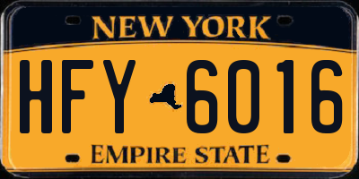 NY license plate HFY6016