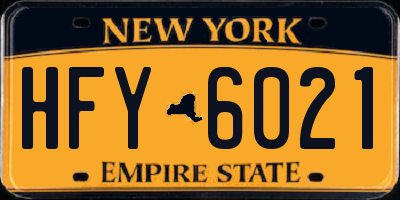 NY license plate HFY6021