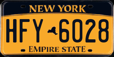 NY license plate HFY6028