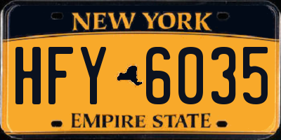 NY license plate HFY6035