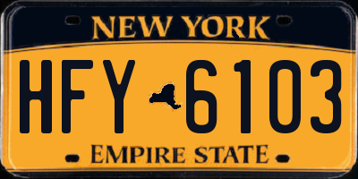NY license plate HFY6103
