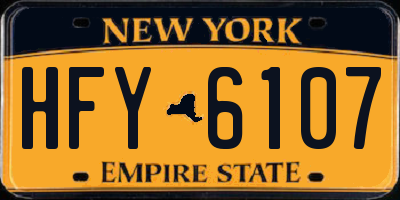 NY license plate HFY6107
