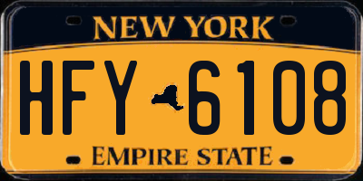 NY license plate HFY6108