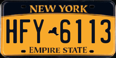 NY license plate HFY6113