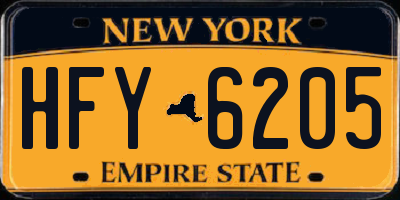 NY license plate HFY6205
