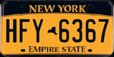 NY license plate HFY6367