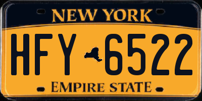 NY license plate HFY6522
