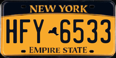 NY license plate HFY6533
