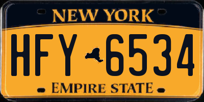 NY license plate HFY6534