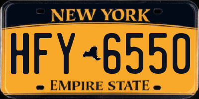 NY license plate HFY6550