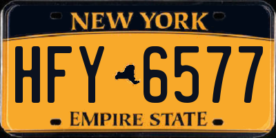 NY license plate HFY6577
