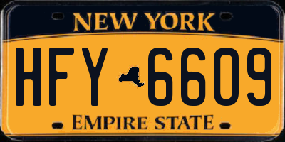 NY license plate HFY6609