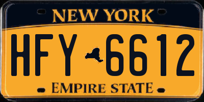 NY license plate HFY6612