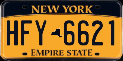 NY license plate HFY6621