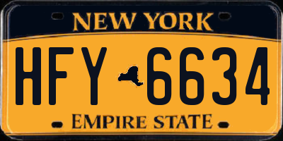 NY license plate HFY6634