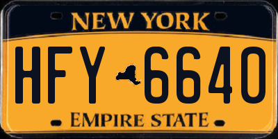 NY license plate HFY6640