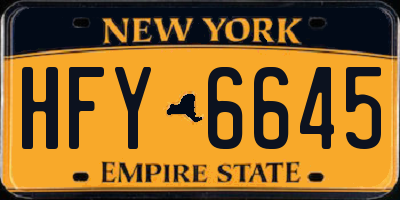 NY license plate HFY6645