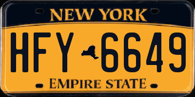 NY license plate HFY6649