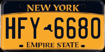 NY license plate HFY6680