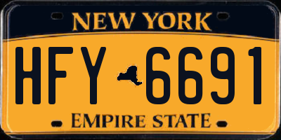 NY license plate HFY6691