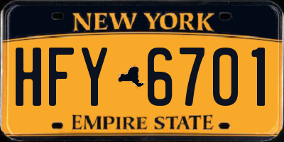 NY license plate HFY6701