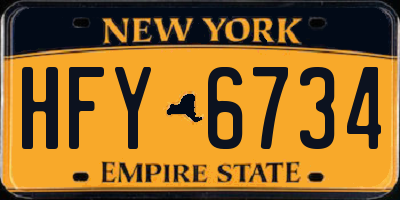 NY license plate HFY6734