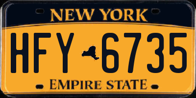 NY license plate HFY6735