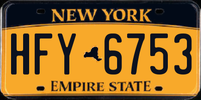 NY license plate HFY6753