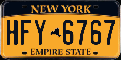 NY license plate HFY6767