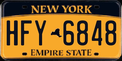 NY license plate HFY6848