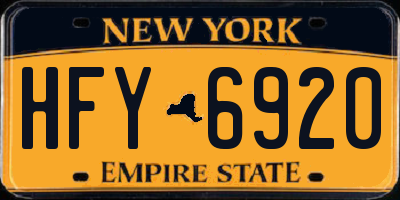 NY license plate HFY6920