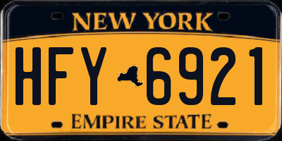 NY license plate HFY6921