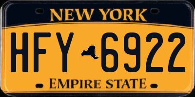 NY license plate HFY6922