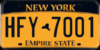 NY license plate HFY7001