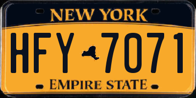 NY license plate HFY7071