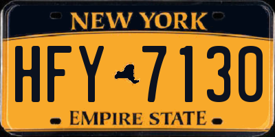 NY license plate HFY7130