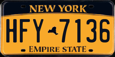 NY license plate HFY7136