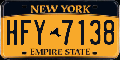NY license plate HFY7138