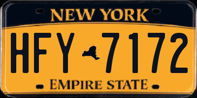 NY license plate HFY7172
