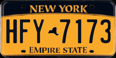 NY license plate HFY7173