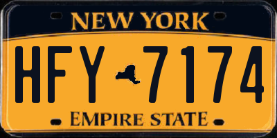 NY license plate HFY7174