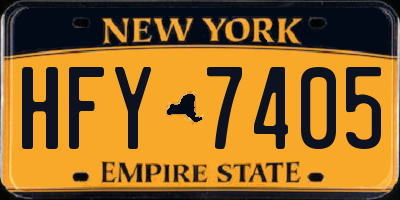 NY license plate HFY7405